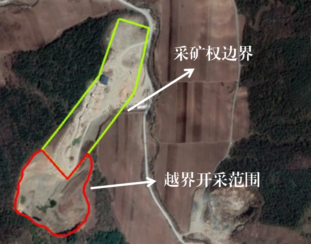 图为遥感影像显示，哈尔滨市阿城区东辉采石公司违法越界开采。 督察组供图